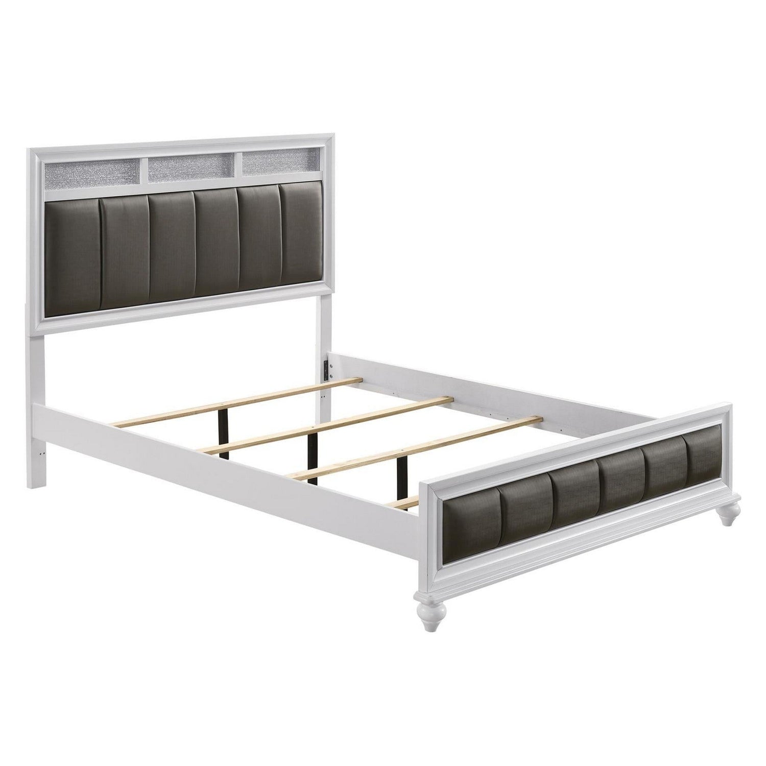 Barzini Eastern King Upholstered Panel Bed White 205891KE