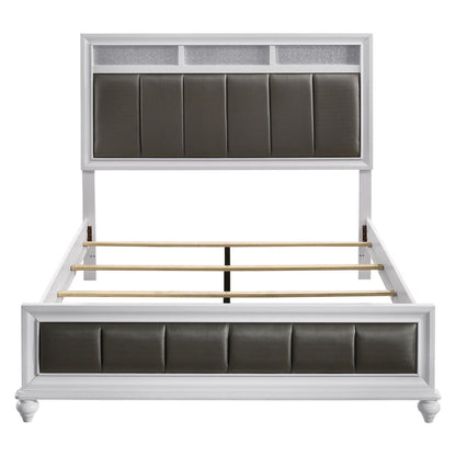 Barzini Eastern King Upholstered Panel Bed White 205891KE