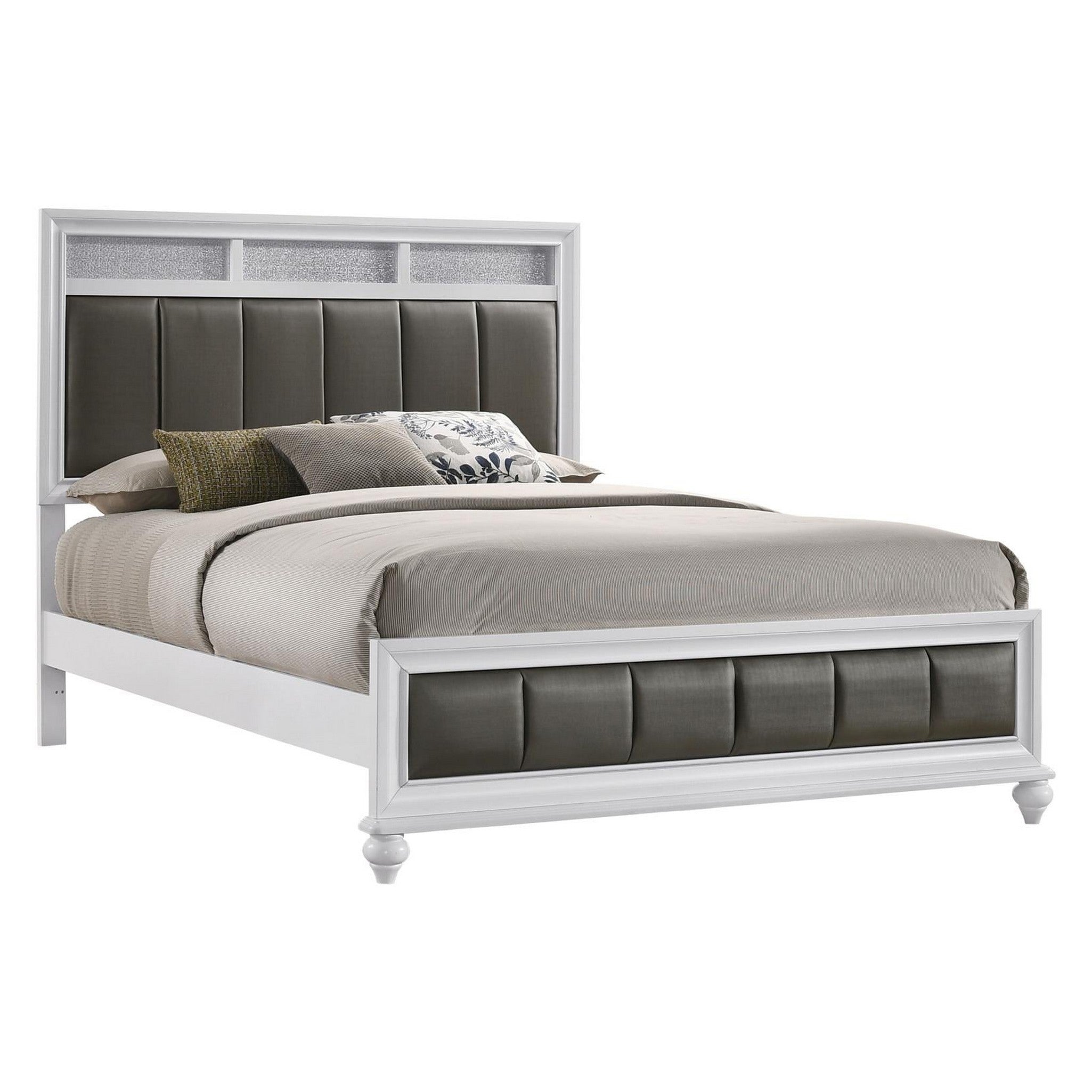 Barzini California King Upholstered Panel Bed White 205891KW