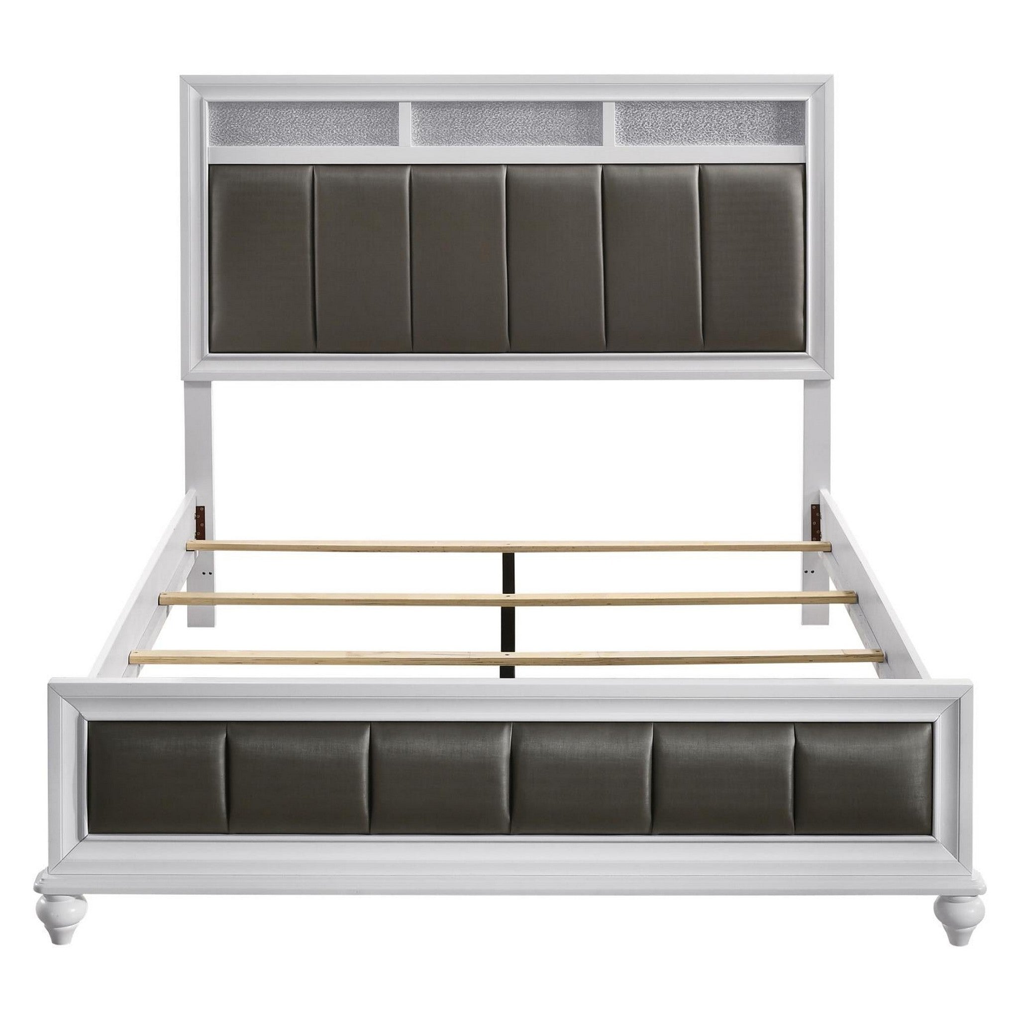 Barzini California King Upholstered Panel Bed White 205891KW