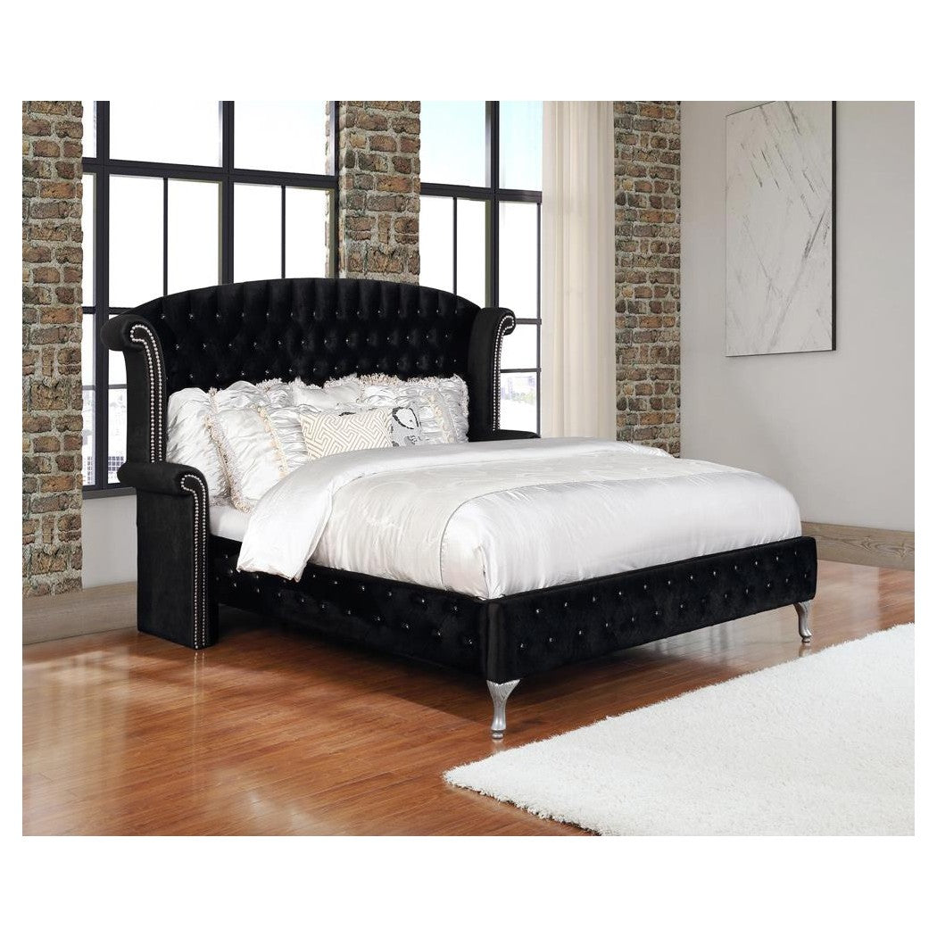 Deanna Eastern King Tufted Upholstered Bed Black 206101KE