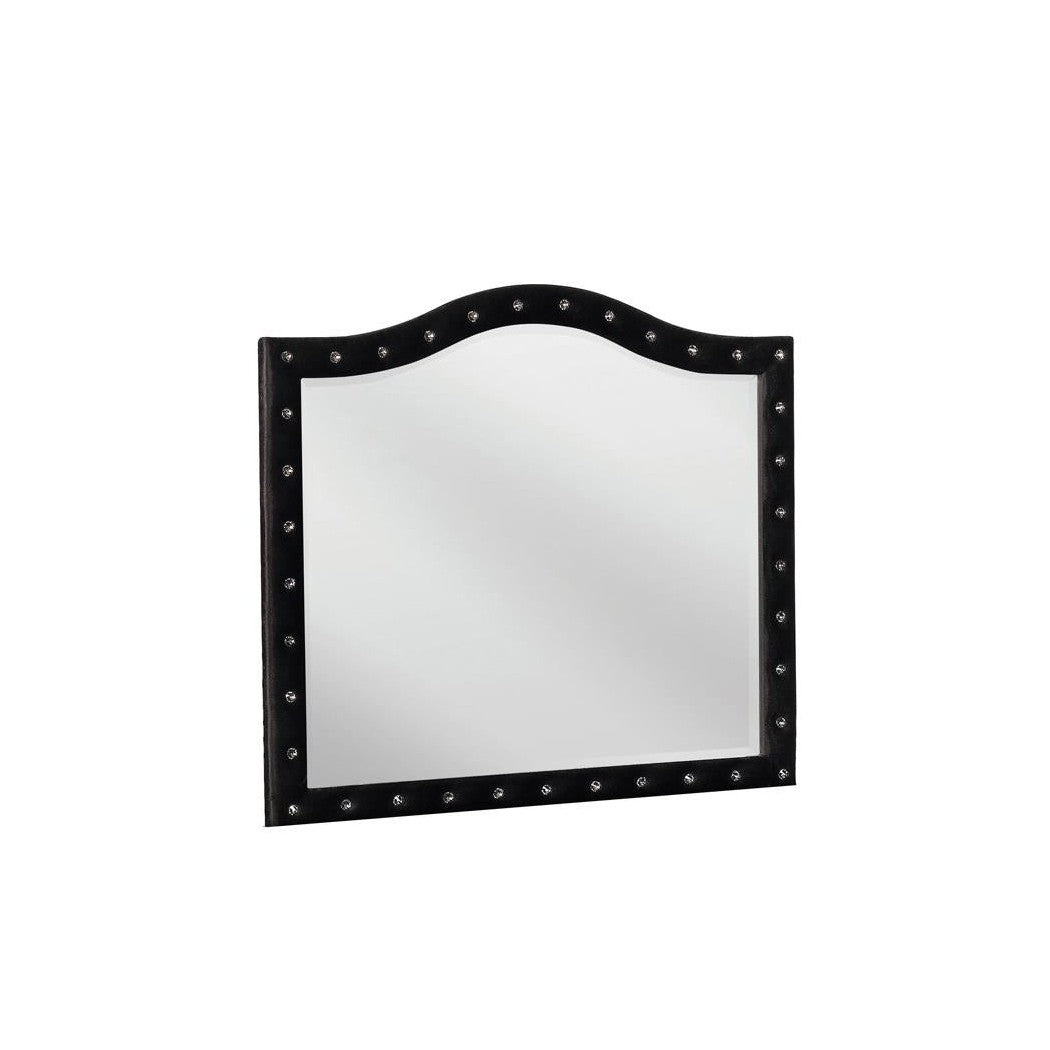 Deanna Button Tufted Mirror Black 206104