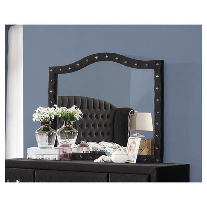 Deanna Button Tufted Mirror Black 206104