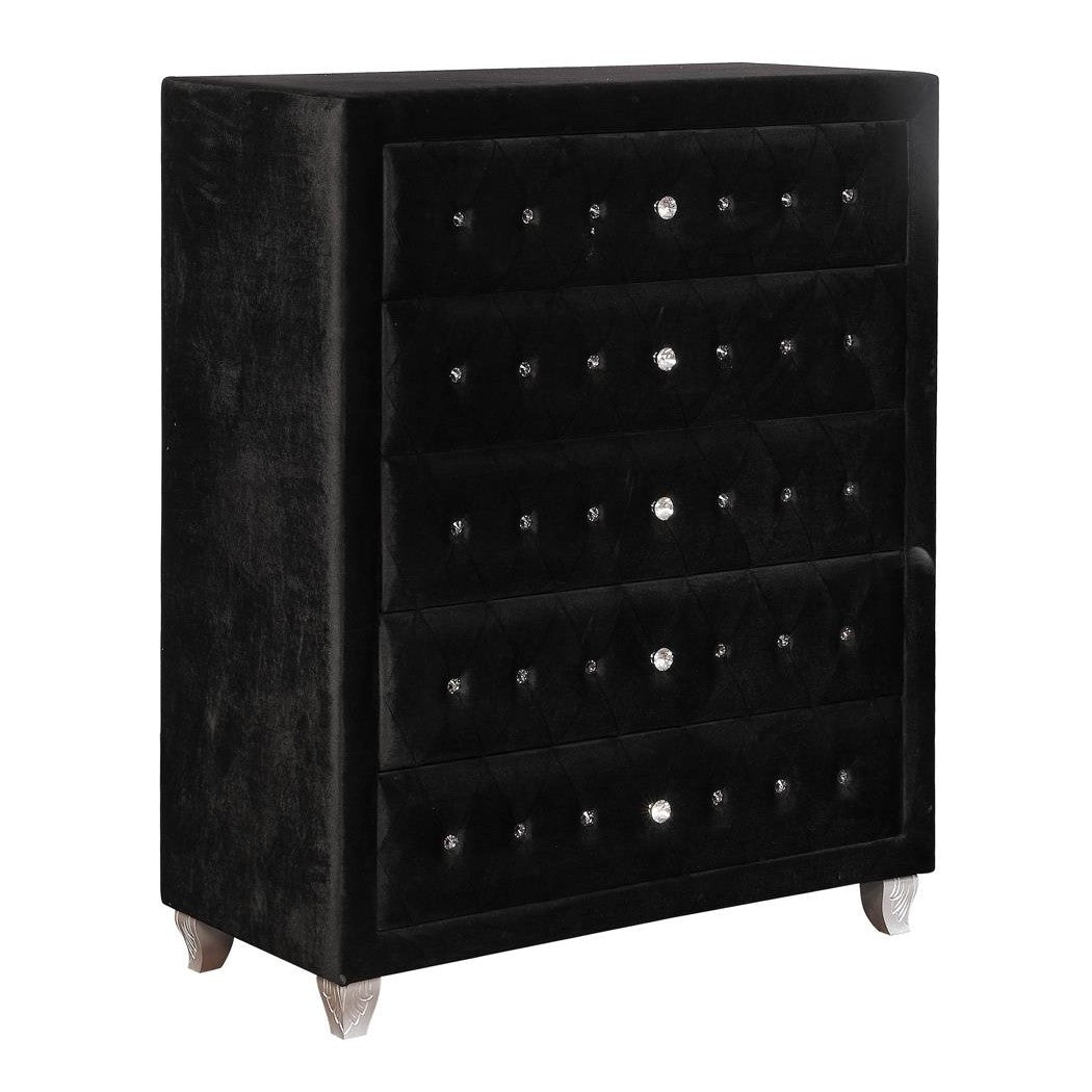 Deanna 5-drawer Rectangular Chest Black 206105