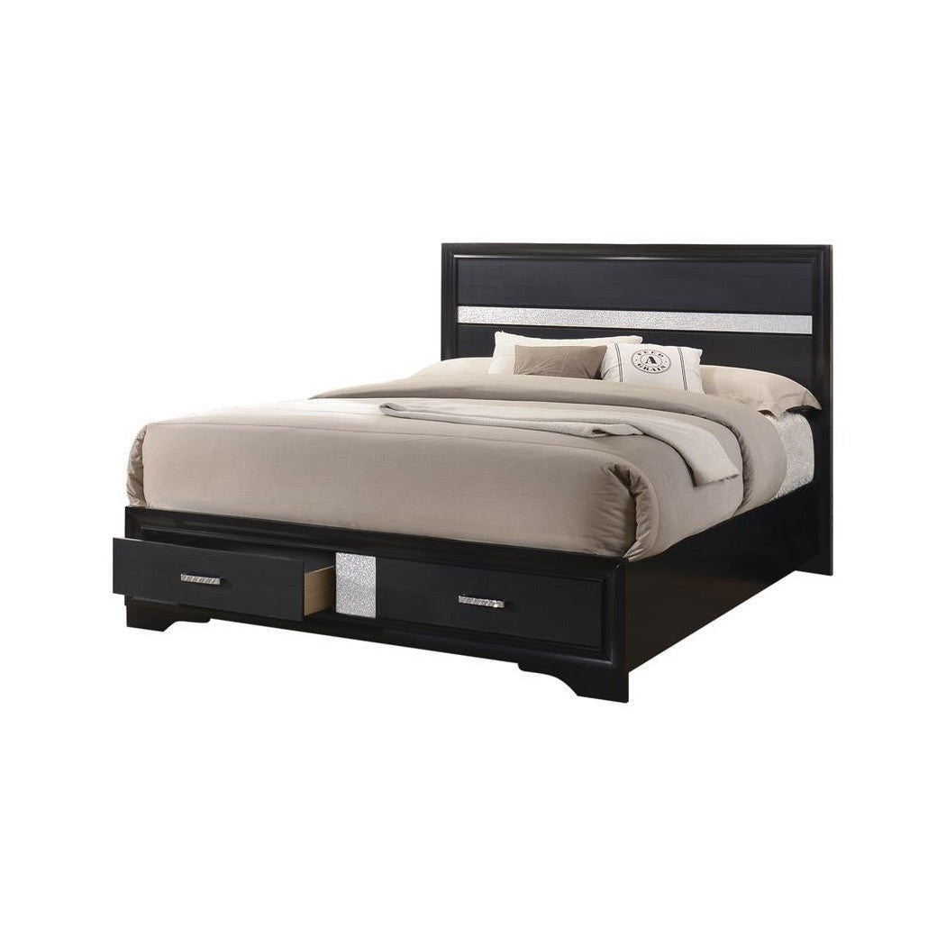 Miranda Eastern King 2-drawer Storage Bed Black 206361KE