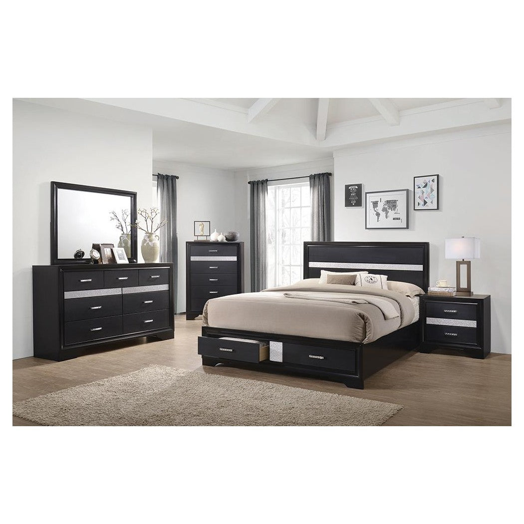 Miranda Eastern King 2-drawer Storage Bed Black 206361KE