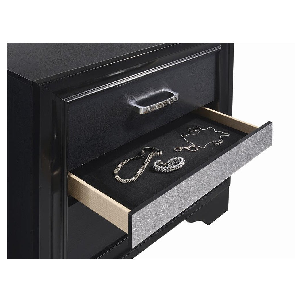 Miranda 2-drawer Nightstand Tray Black 206362