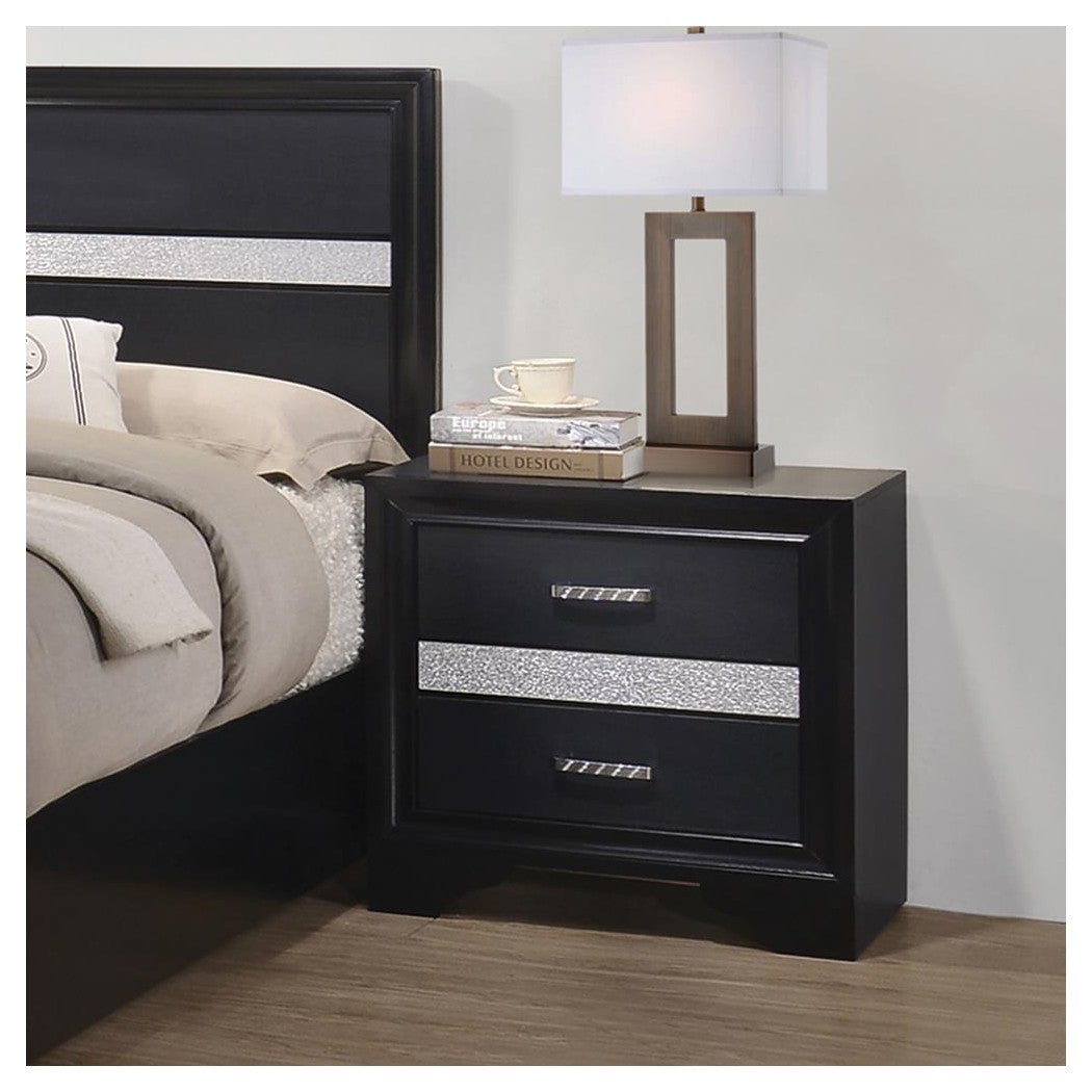 Miranda 2-drawer Nightstand Tray Black 206362