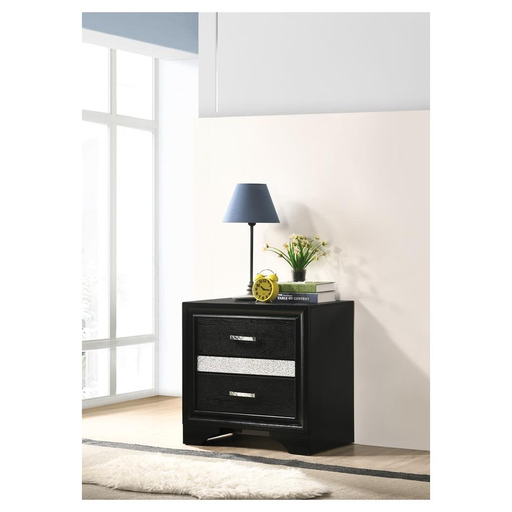 Miranda 2-drawer Nightstand Tray Black 206362