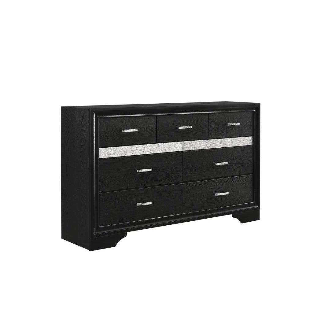 Miranda 7-drawer Dresser Black and Rhinestone 206363