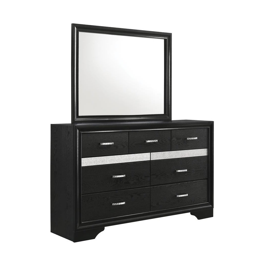 Miranda 7-drawer Dresser Black and Rhinestone 206363