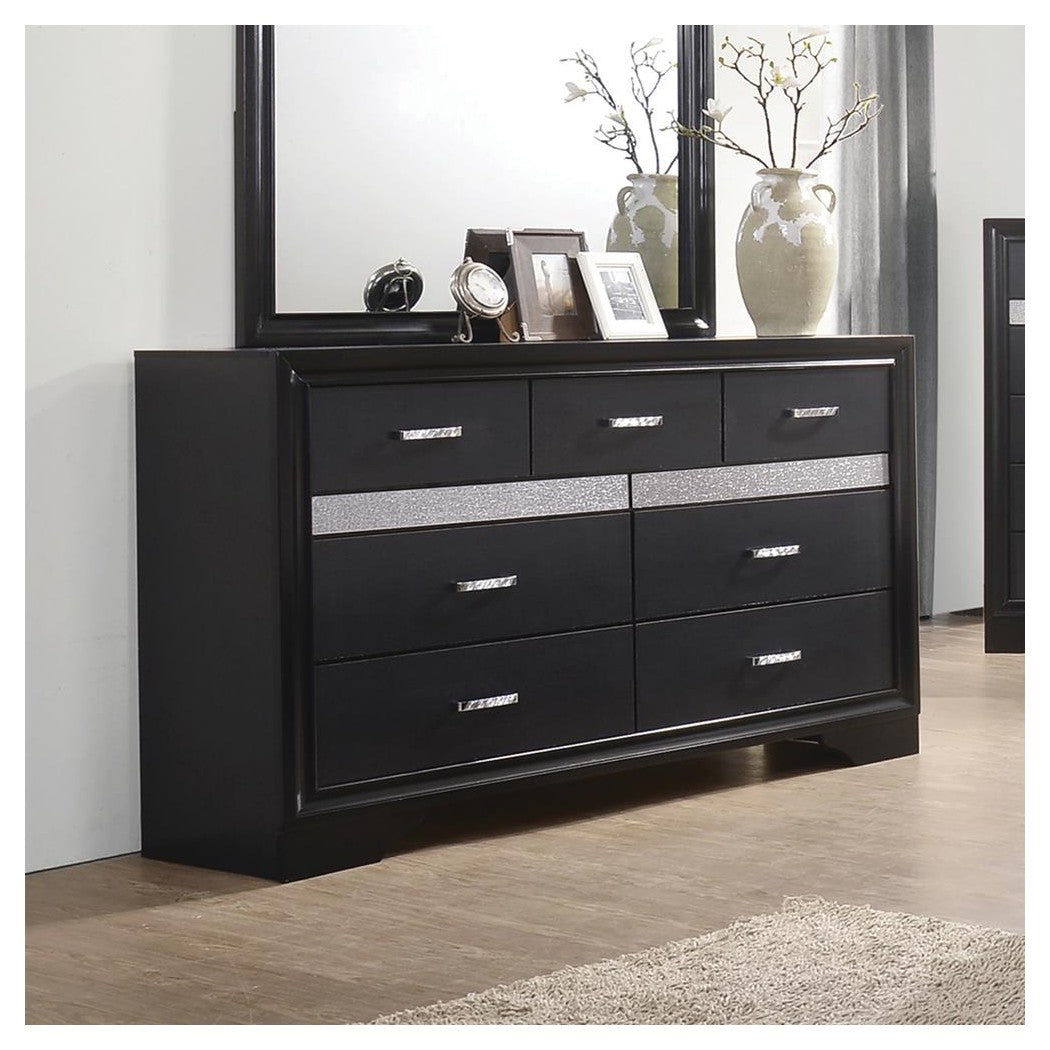 Miranda 7-drawer Dresser Black and Rhinestone 206363