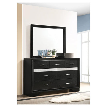 Miranda 7-drawer Dresser Black and Rhinestone 206363