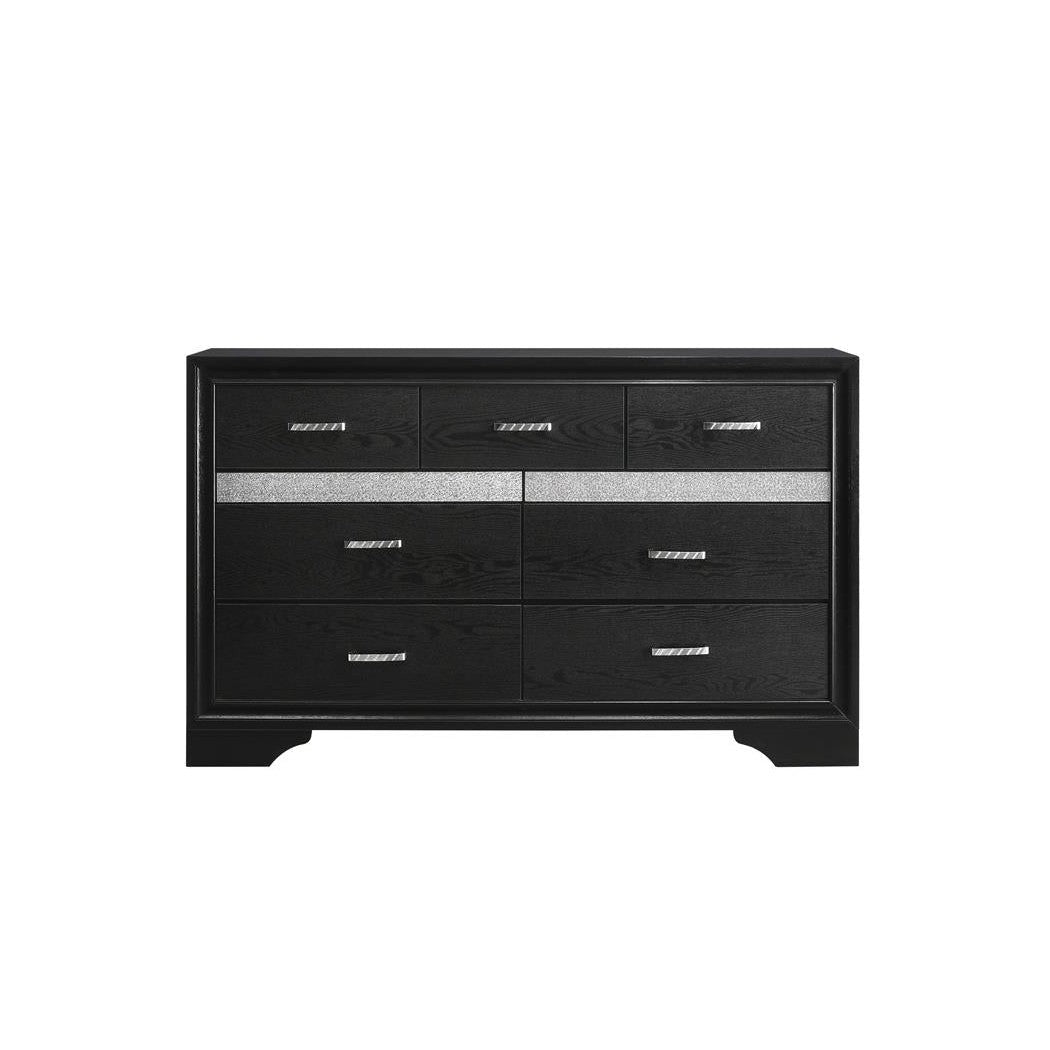 Miranda 7-drawer Dresser Black and Rhinestone 206363