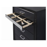 Miranda 5-drawer Chest Black and Rhinestone 206365