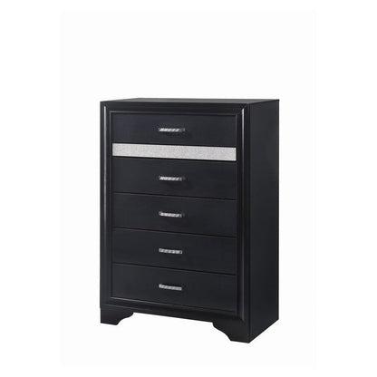 Miranda 5-drawer Chest Black and Rhinestone 206365