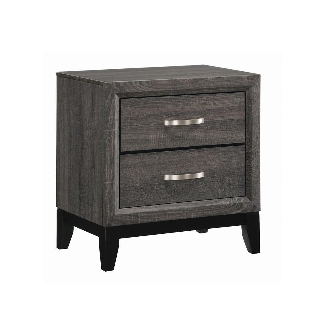 Watson 2-drawer Nightstand Grey Oak and Black 212422