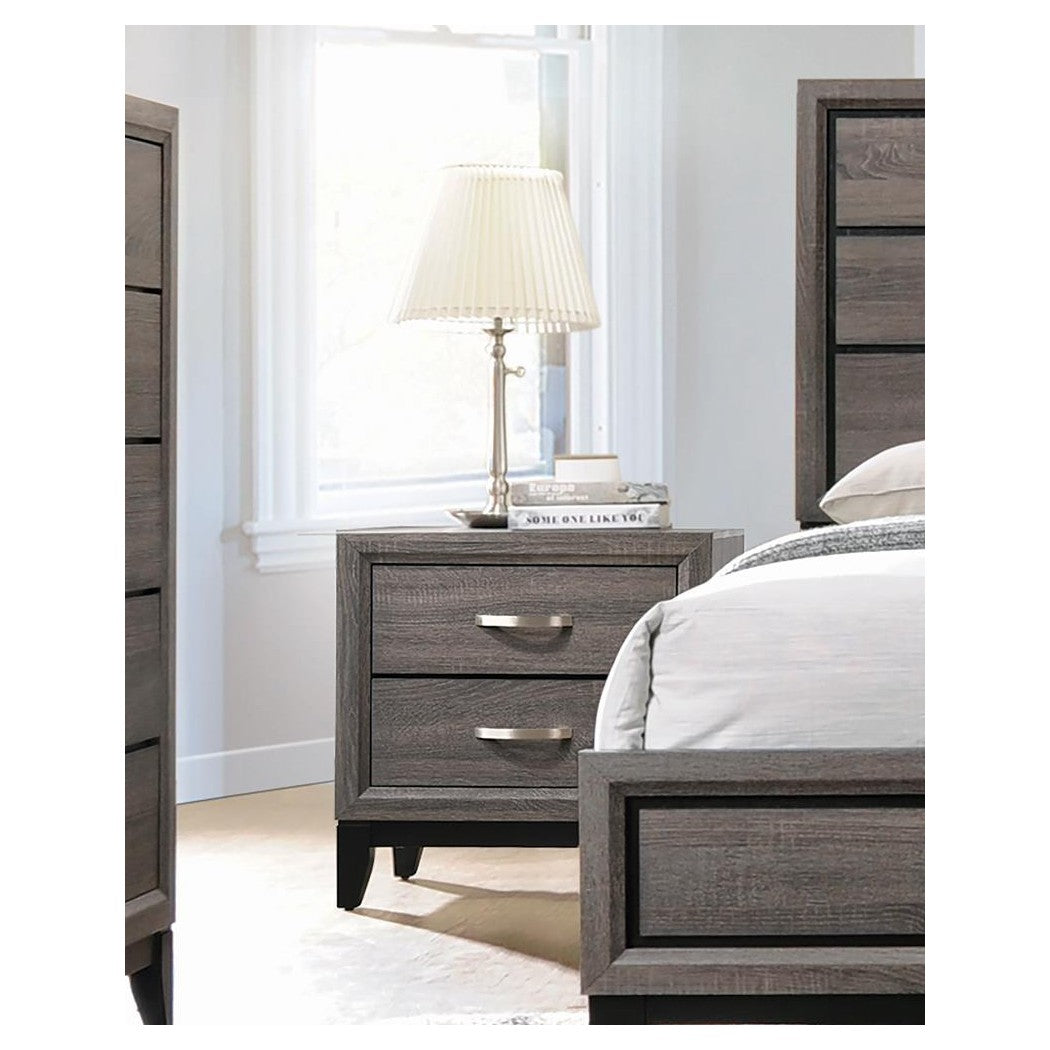 Watson 2-drawer Nightstand Grey Oak and Black 212422