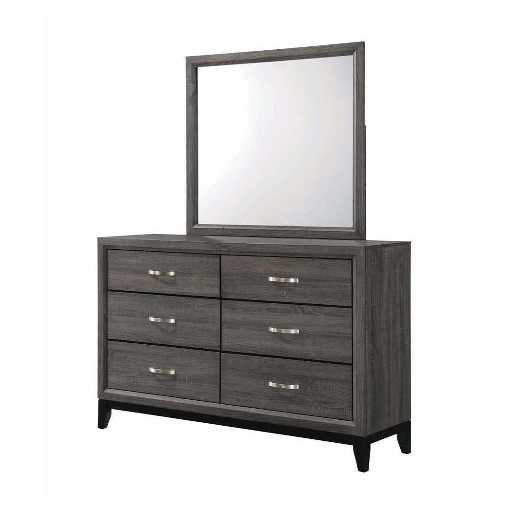 Watson 6-drawer Dresser Grey Oak and Black 212423