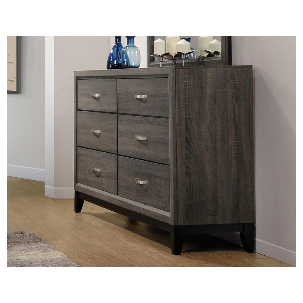 Watson 6-drawer Dresser Grey Oak and Black 212423