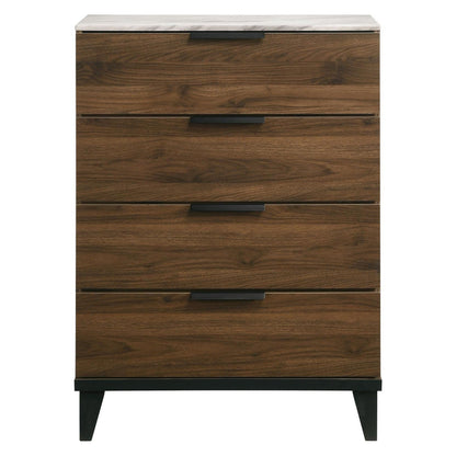 Mays 4-drawer Chest Walnut Brown with Faux Marble Top 215965