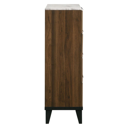 Mays 4-drawer Chest Walnut Brown with Faux Marble Top 215965