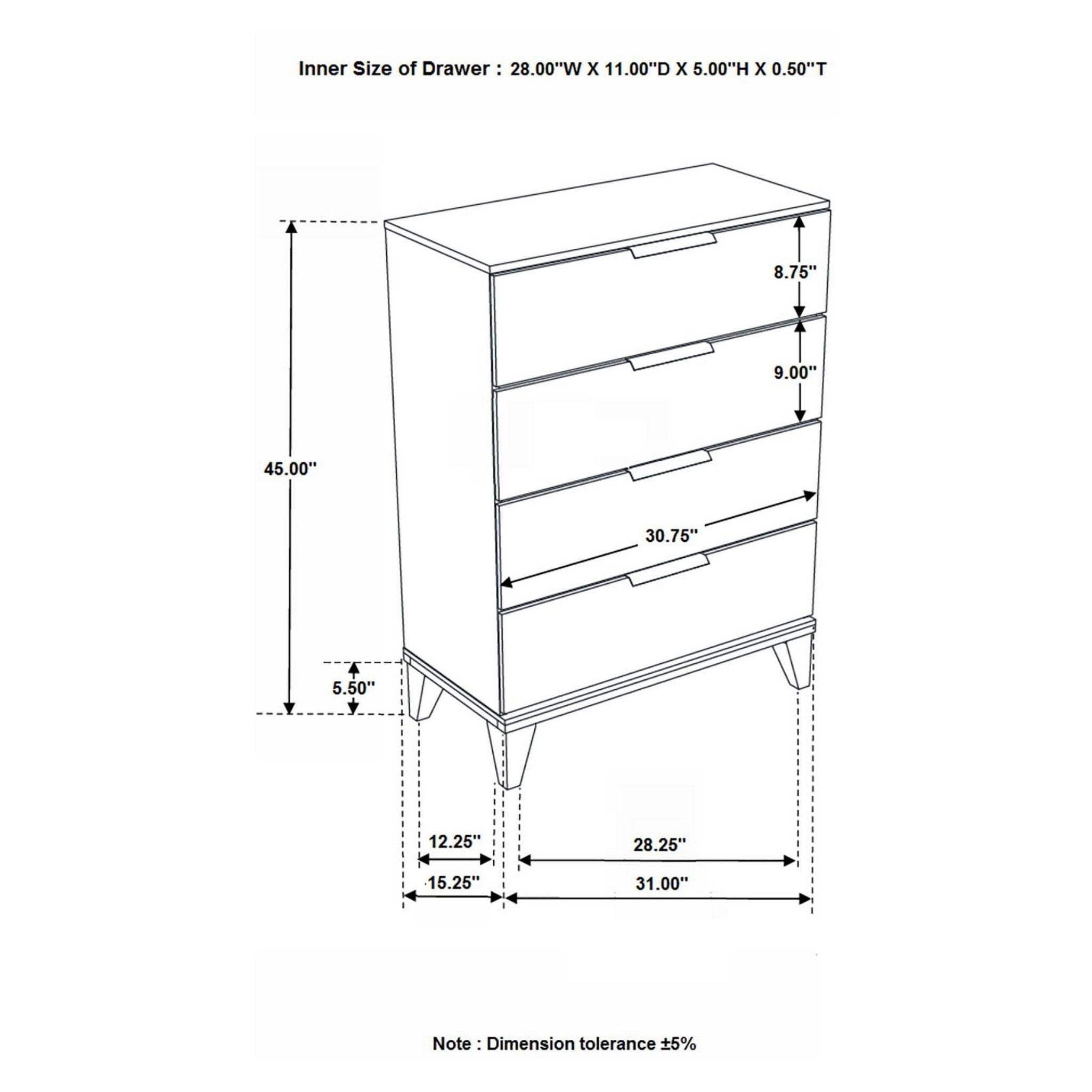 Mays 4-drawer Chest Walnut Brown with Faux Marble Top 215965