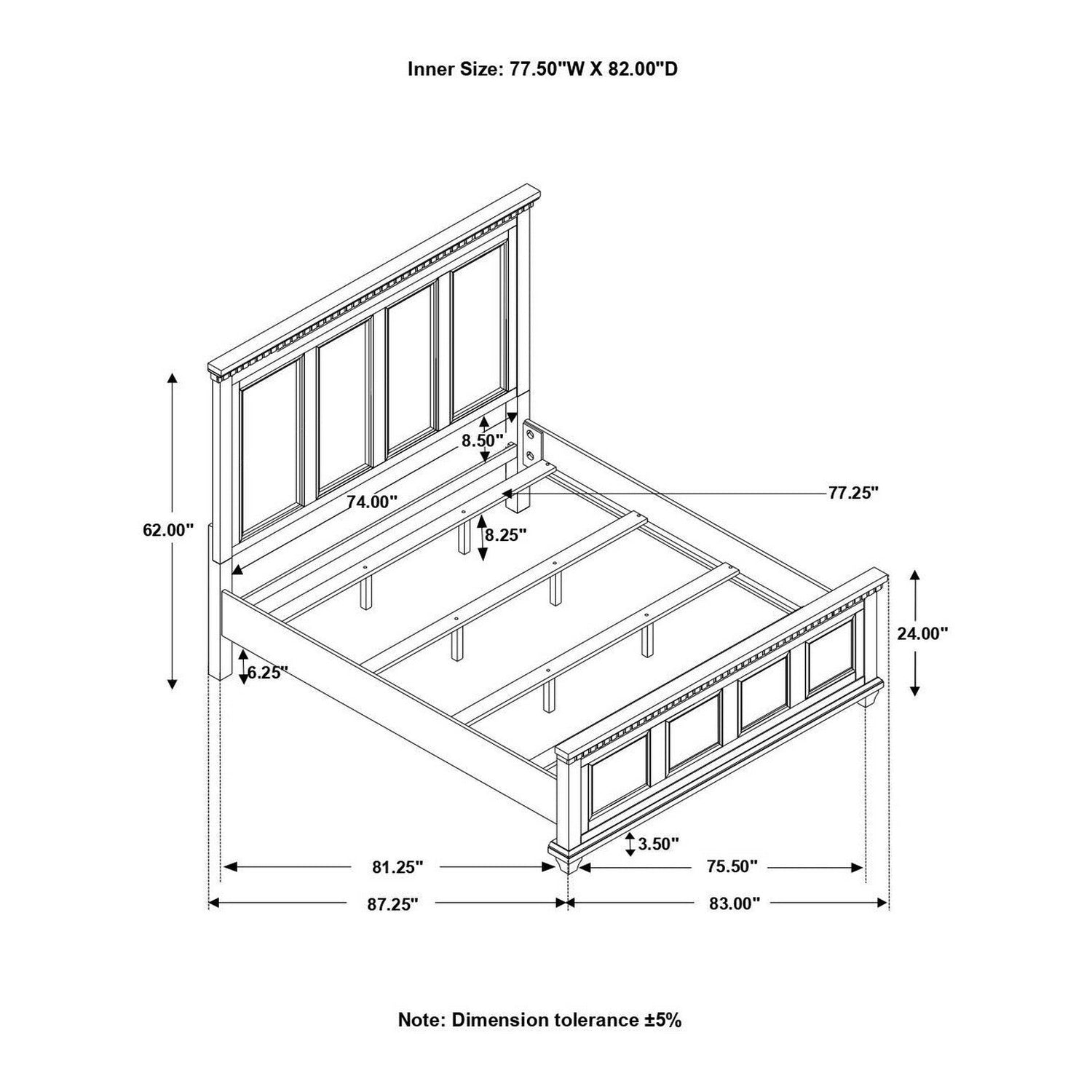 Bennington Rectangular Bed Acacia Brown 222711KE