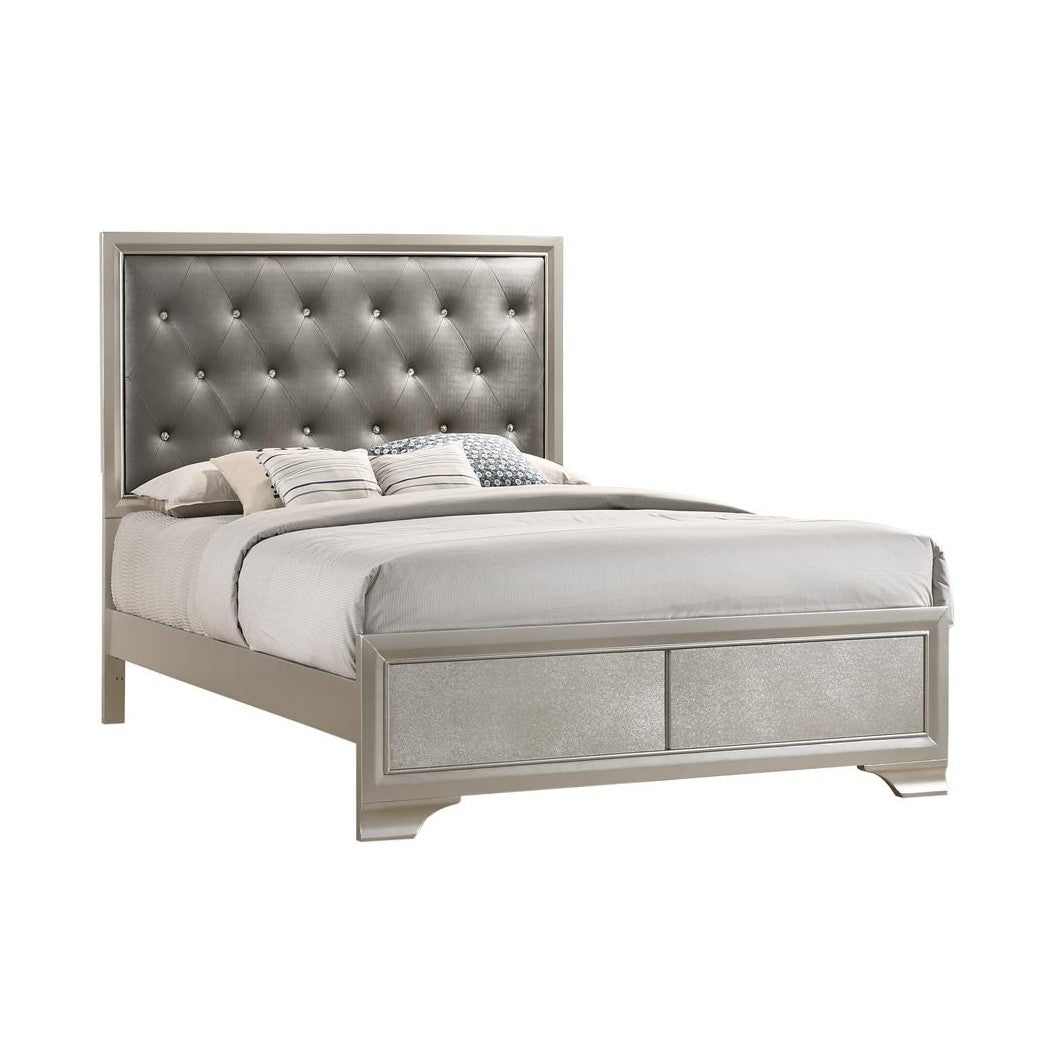 Salford Eastern King Panel Bed Metallic Sterling and Charcoal Grey 222721KE