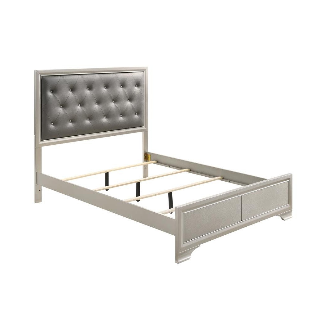 Salford Eastern King Panel Bed Metallic Sterling and Charcoal Grey 222721KE