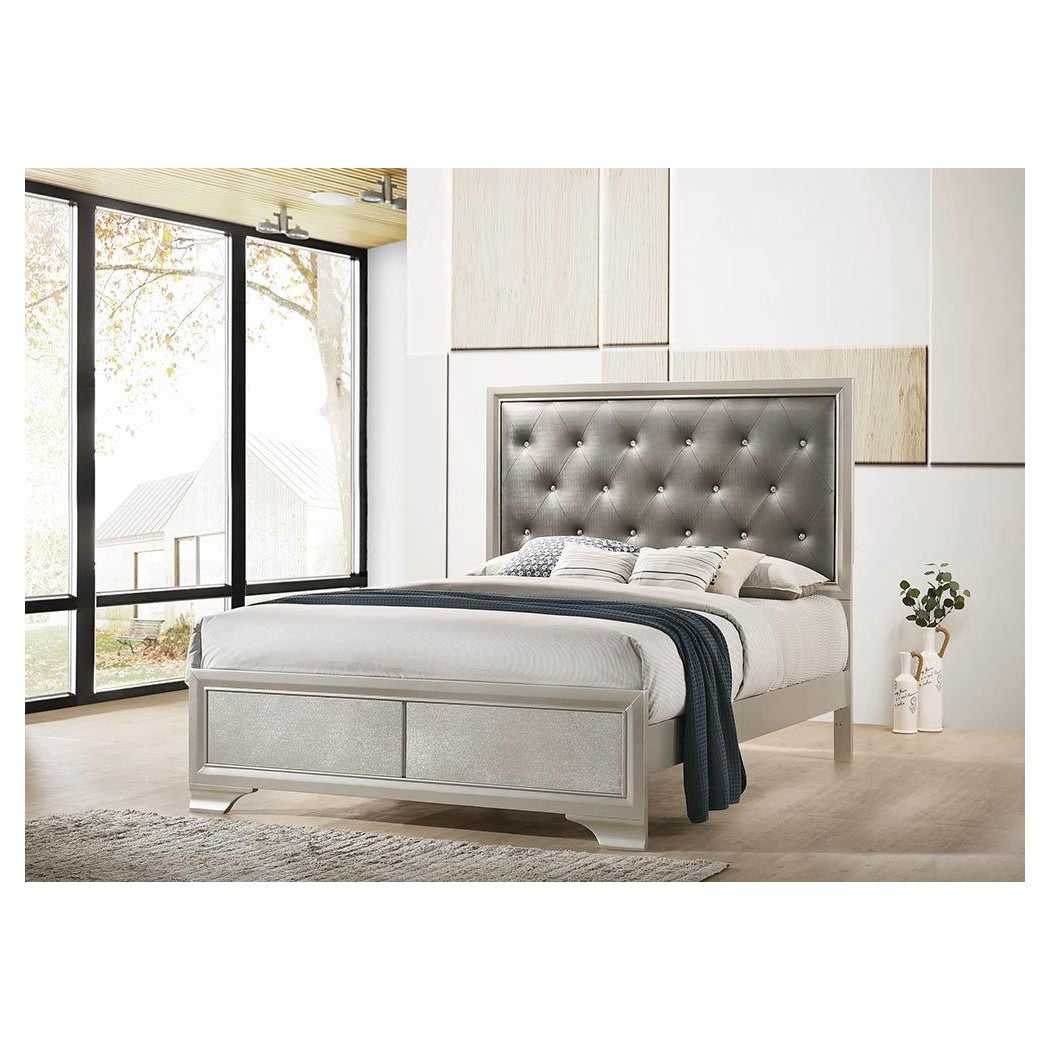 Salford Eastern King Panel Bed Metallic Sterling and Charcoal Grey 222721KE