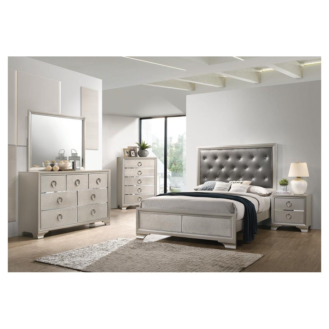 Salford Eastern King Panel Bed Metallic Sterling and Charcoal Grey 222721KE