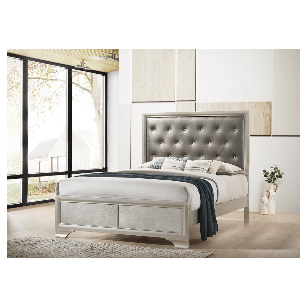 Salford Eastern King Panel Bed Metallic Sterling and Charcoal Grey 222721KE