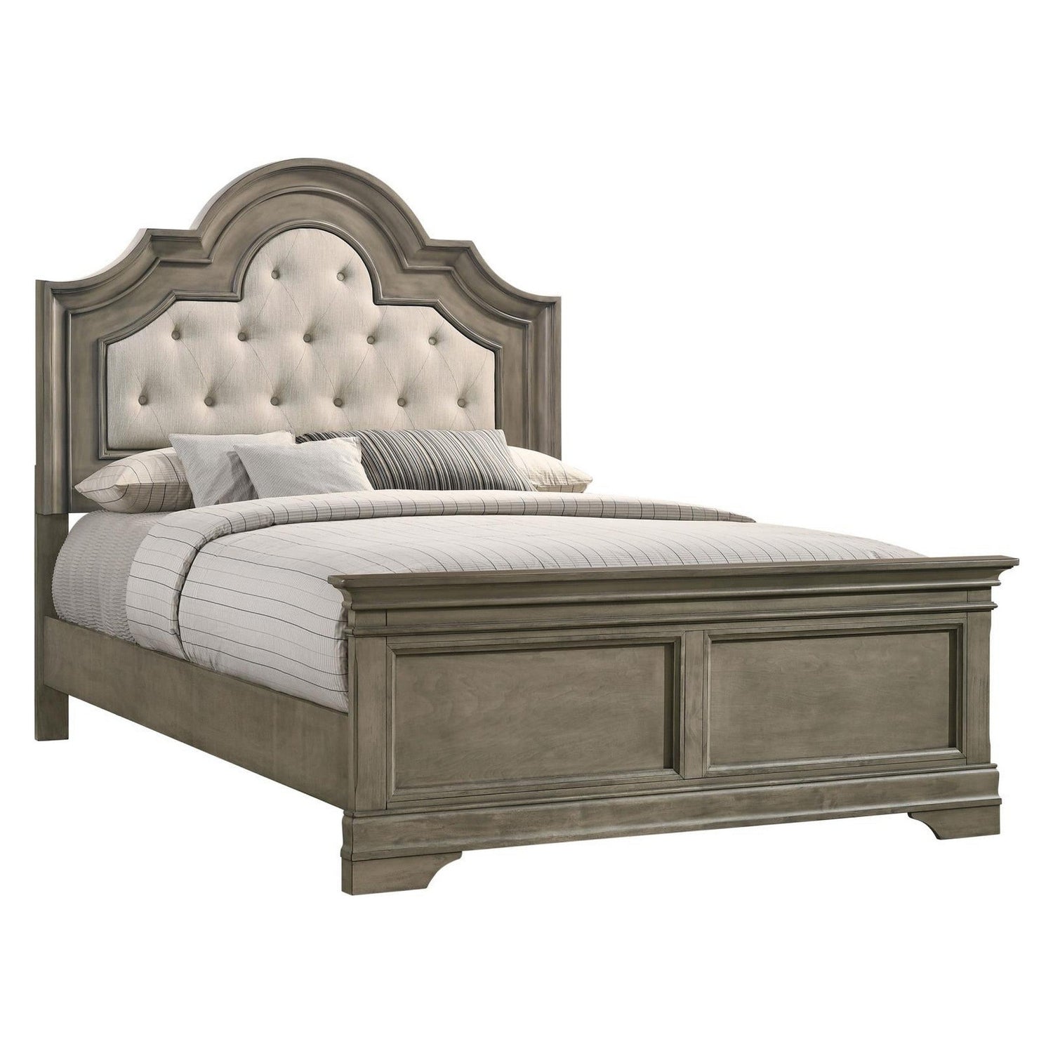 Manchester Bedroom Set with Upholstered Arched Headboard Wheat 222891KW-S4