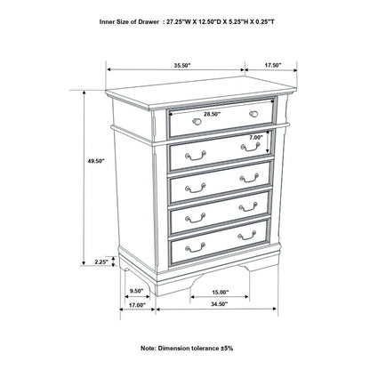 Manchester 5-drawer Chest Wheat 222895