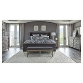 Alderwood Queen Upholstered Panel Bed Charcoal Grey 223121Q