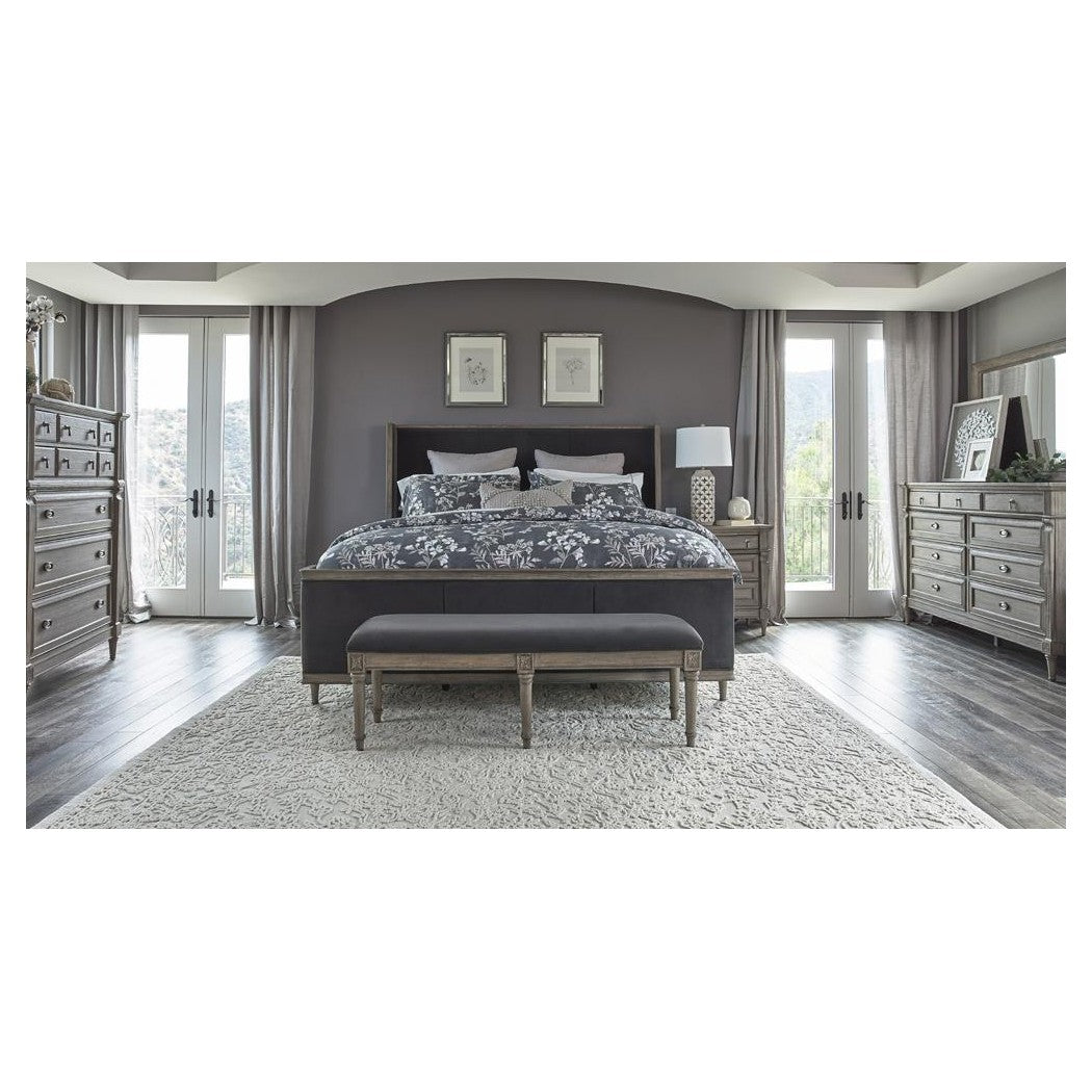 Alderwood Queen Upholstered Panel Bed Charcoal Grey 223121Q