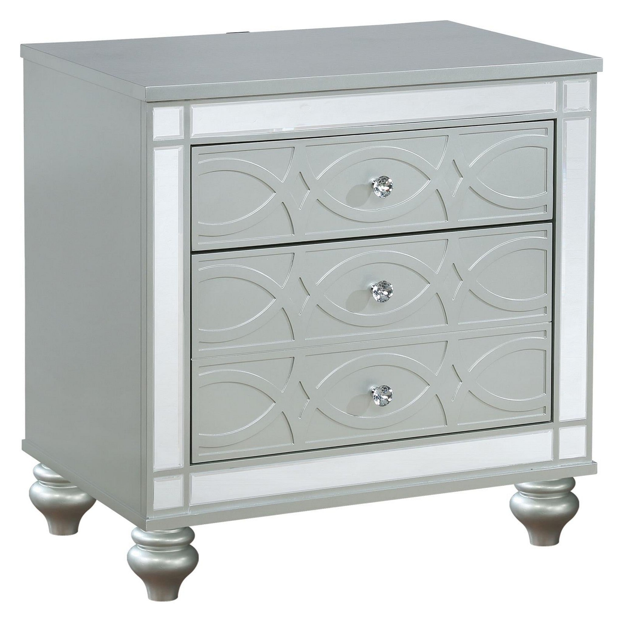 Gunnison 2-drawer Nightstand Silver Metallic 223212