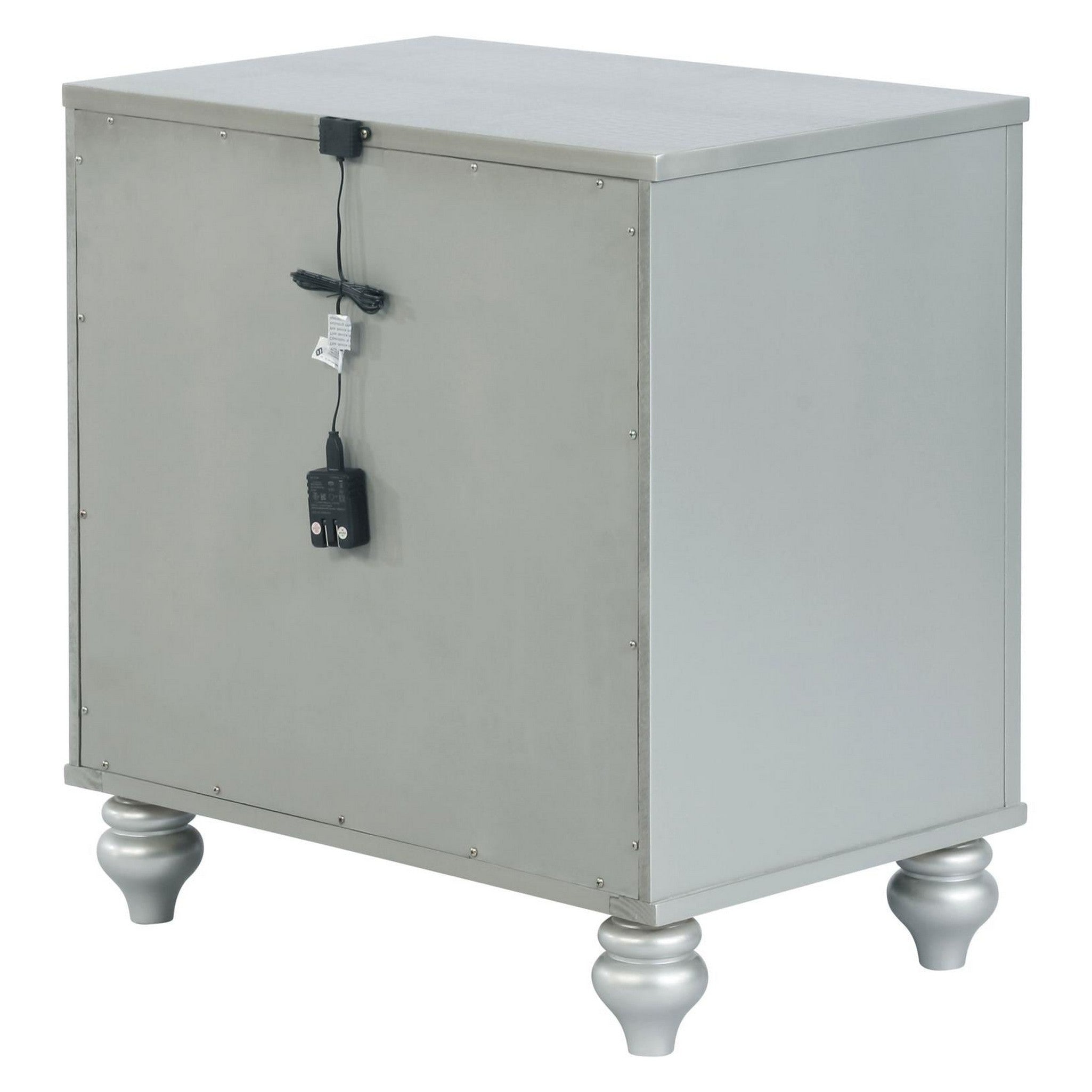 Gunnison 2-drawer Nightstand Silver Metallic 223212