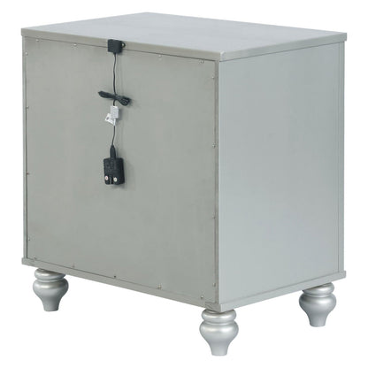 Gunnison 2-drawer Nightstand Silver Metallic 223212