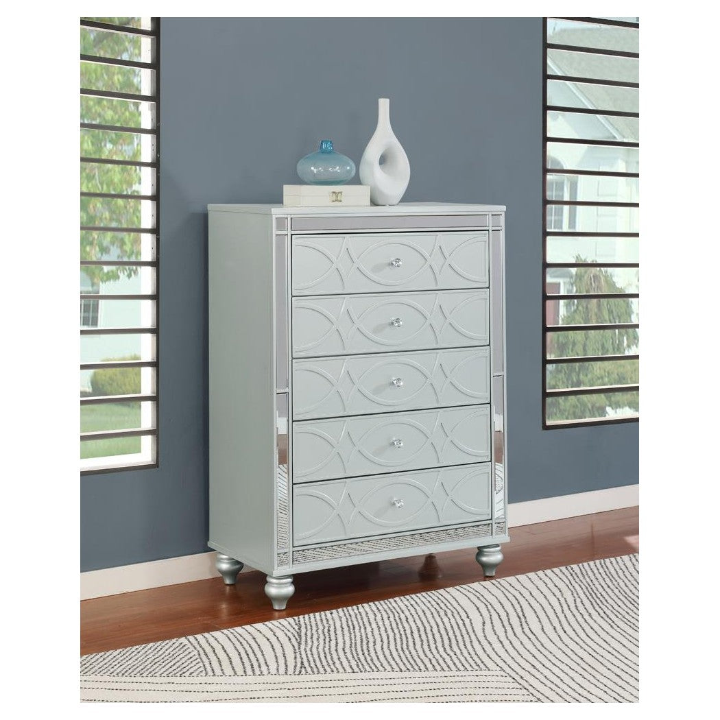 Gunnison 5-drawer Chest Silver Metallic 223215