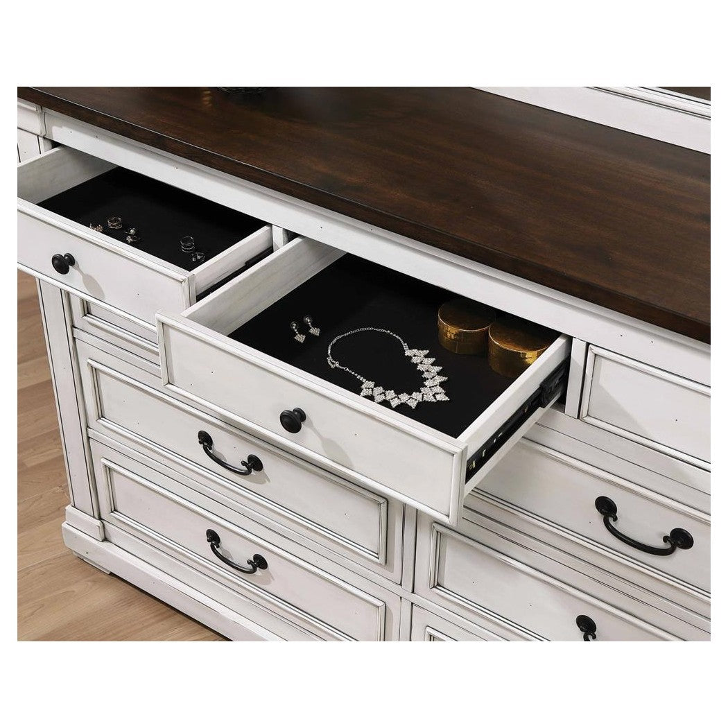 Hillcrest 9-drawer Dresser Dark Rum and White 223353