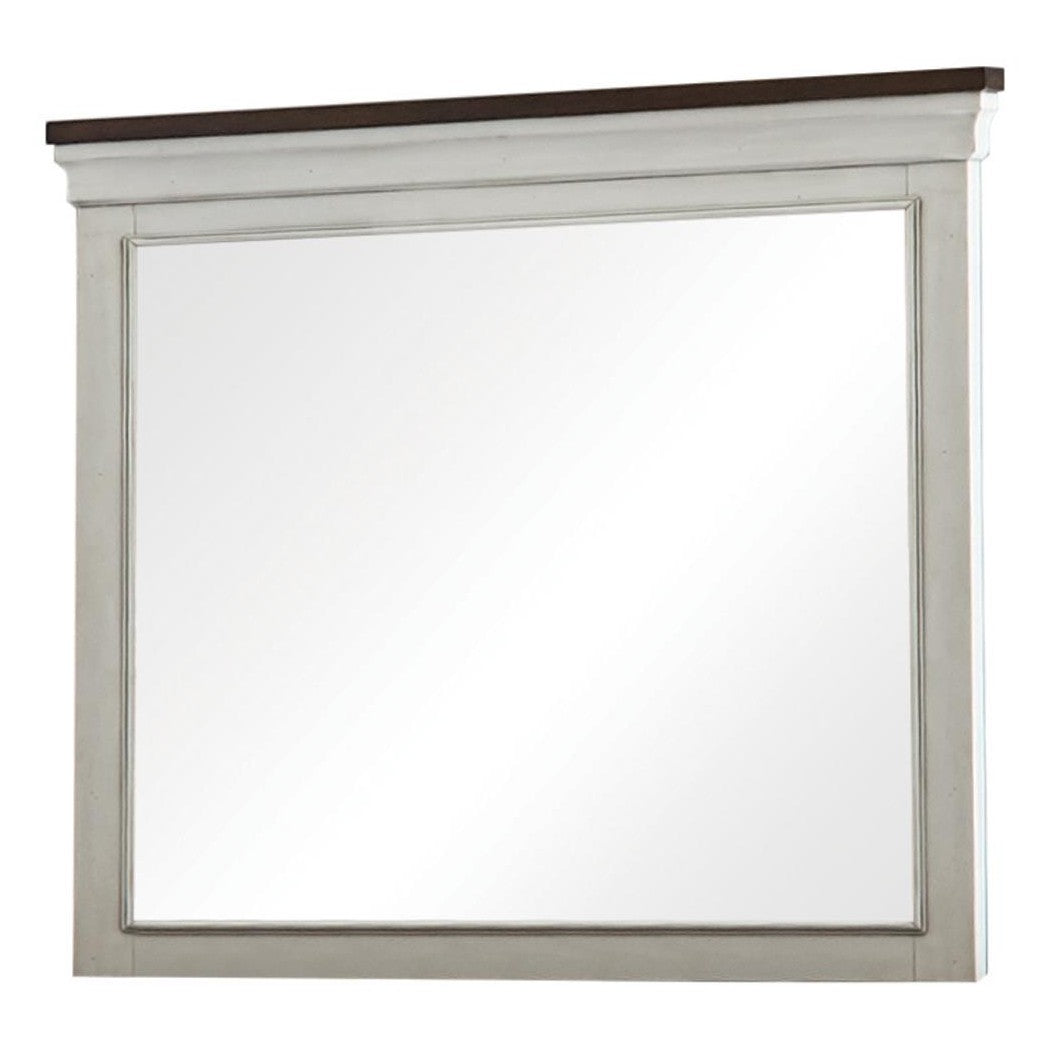 Hillcrest Rectangular Dresser Mirror Dark Rum and White 223354