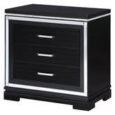 Eleanor Rectangular 3-drawer Nightstand Silver and Black 223362