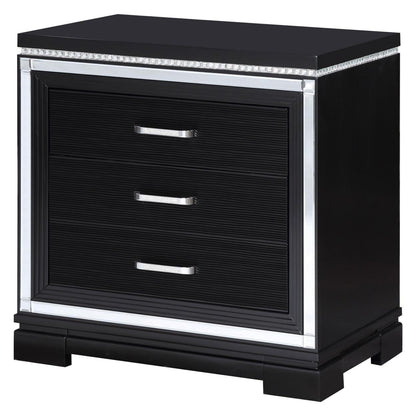 Eleanor Rectangular 3-drawer Nightstand Silver and Black 223362