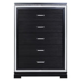 Eleanor Rectangular 5-drawer Chest Silver and Black 223365