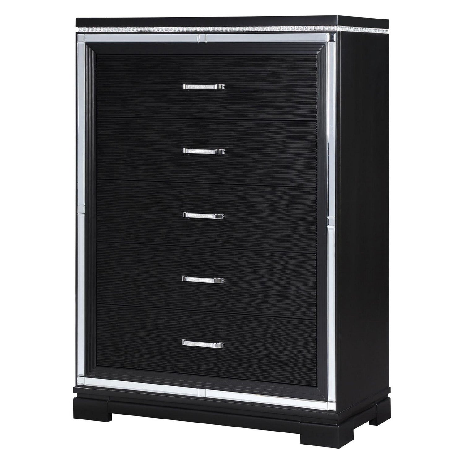 Eleanor Rectangular 5-drawer Chest Silver and Black 223365