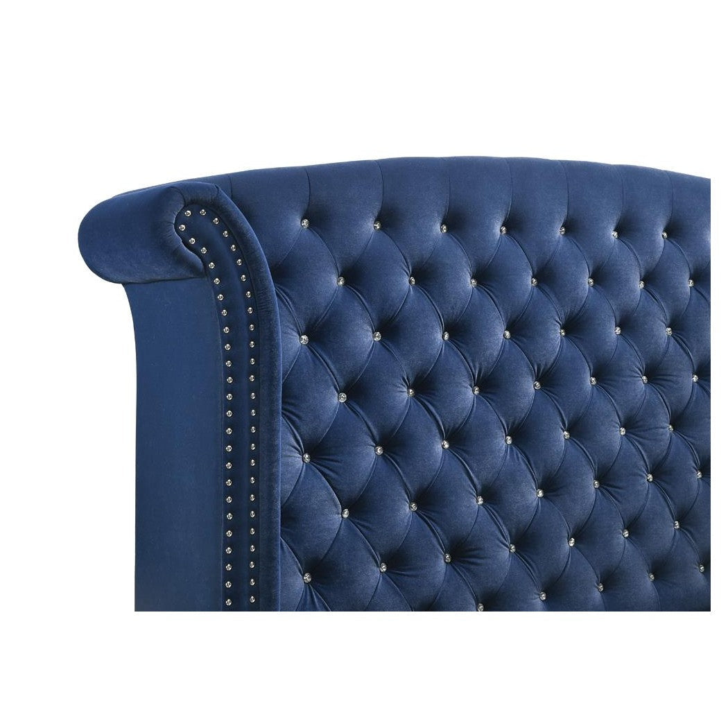 Melody Eastern King Wingback Upholstered Bed Pacific Blue 223371KE