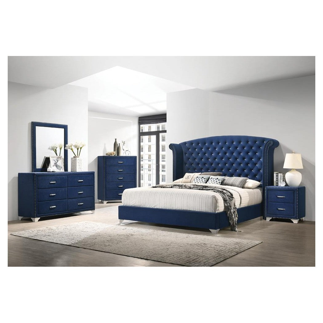 Melody California King Wingback Upholstered Bed Pacific Blue 223371KW