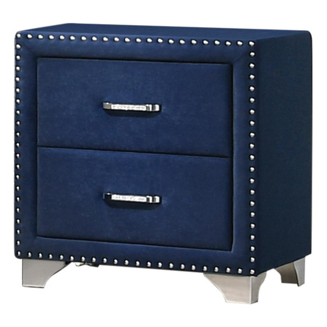 Melody 2-drawer Upholstered Nightstand Pacific Blue 223372